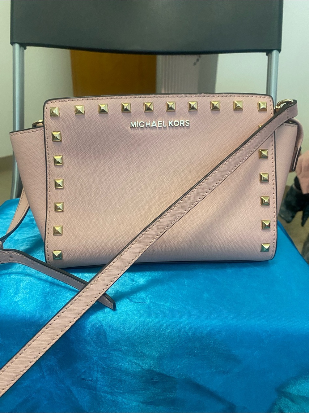 Michael Kors Blush Pink Studded Saffiano Crossbody